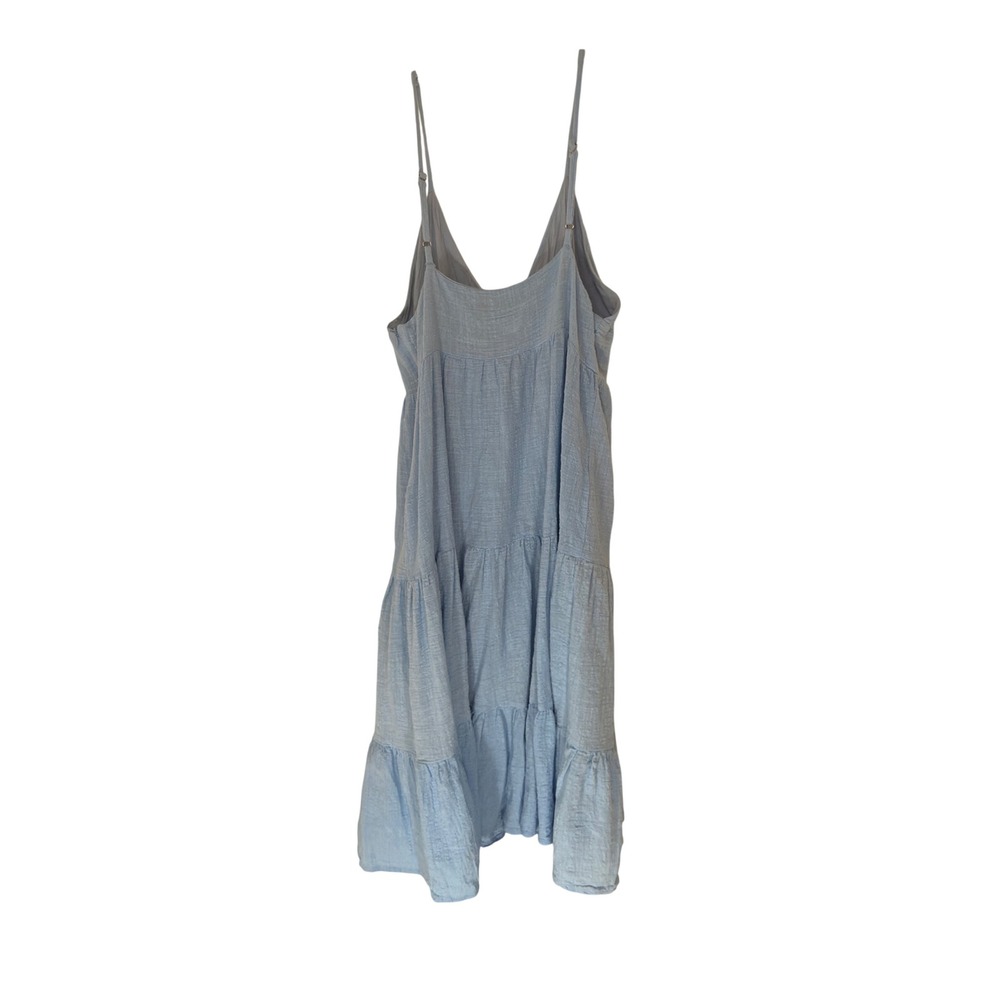 Lulus Dress Pastel Blue Sleeveless Tiered Broomstick Sundress Casual Midi Medium - Picture 10 of 13